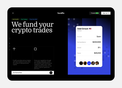 FundFix - crypto fund prop firm blockchain bridge crypto crypto trading dapp defi landing page prop startup trading trend web web design web3