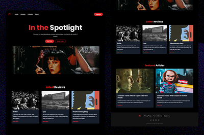 Movie review landing page black film indonesia landing page movie red ui ux web website