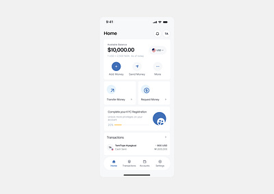 Home Screen - Mobile design fintech ui ui design ux ux design