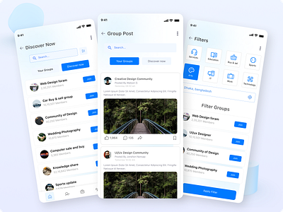 Social application Group Features advance filter application application design design discover group group mobile app mobile application mobile ui social app social app ui social application social apps social group social platfrom social site social ui ui ui design user interface design