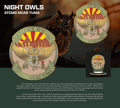 NIGHT OWLS ATCMD MCAS YUMA 3d animation branding coin crypto design graphic design illustration logo ui