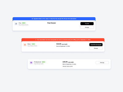 Billing plans (card ux) billing card crm element plan pricing subscription tarif ui ux webdesign