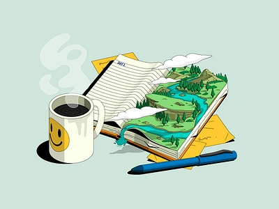 Inktober 2024 - Journal artwork colors gradient illustration isometric isometric illustration journal journal illustration vector