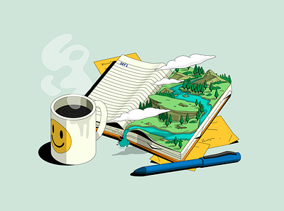 Inktober 2024 - Journal artwork colors gradient illustration isometric isometric illustration journal journal illustration vector