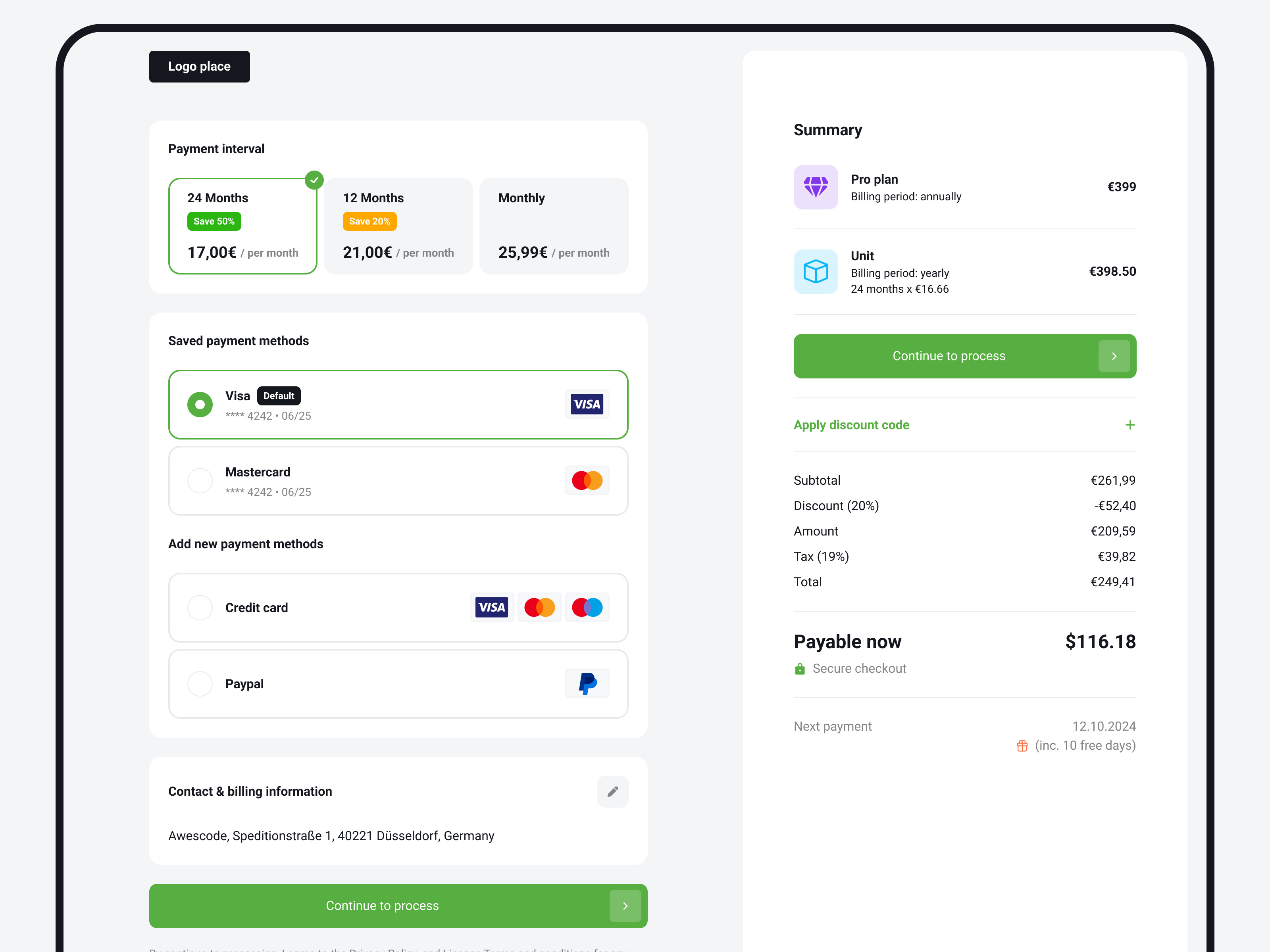 Billing billing cart crm e commerce pay payment plan saas subcsription summary ui ux webdesign