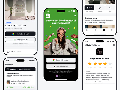 Appointment app (for clients) app appointment book booking design login rate scheduling service signup ui ux webdesign
