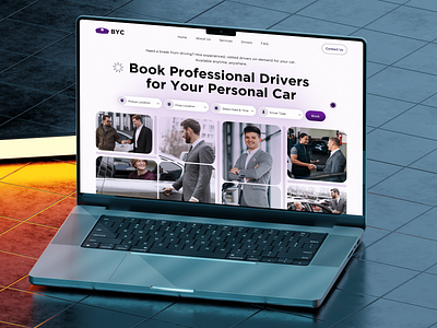 Book Professional Drivers for Your Car Anytime - BYC car car driver driver app driver booking graphic design hero section hiring illustration landing page professional driver ui uiux ux web design web development website hero section