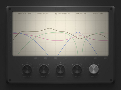 EQ VST UI Design audio box dark design device eq knob light screen shadow skeuomorphic ui vst