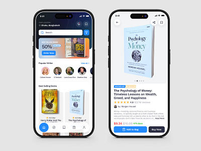 Bookstore App UI ✨ app app ui bookstore designerzafor ecommerce ecommerce app figma figma ui design iphone mobile mobile app mobile app ui online book shop phone place order ui ui design user interface