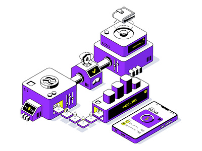 Isometric Cryptocurrency 2d art 2d illustration 2d isometric crypto graphic graphic design illustration isometric machine isometric