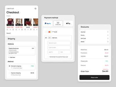 Daily UI #002 - Credit Card Checkout E-commerce Clothing App app application checkout form mobile ui ux