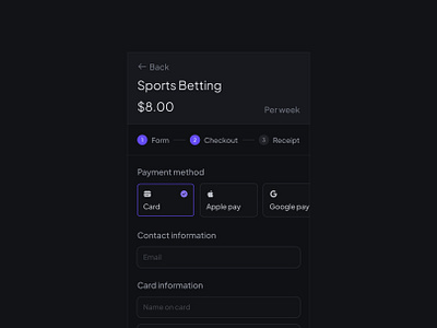 Checkout Page dark mode - Mobile responsive card checkout components credit dark mode dashboard design input minimal mobile payment responsive saas ui uiux