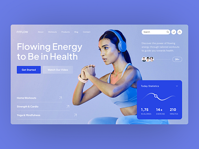 FitFlow – Fitness & Workout App Hero Section app design figma template fitness app design fitness goals fitness journey fitness motivation fitness tech fitness template health app minimalist ui modern ui ui inspiration ui showcase ui trends uiux design ux design workout app workout design