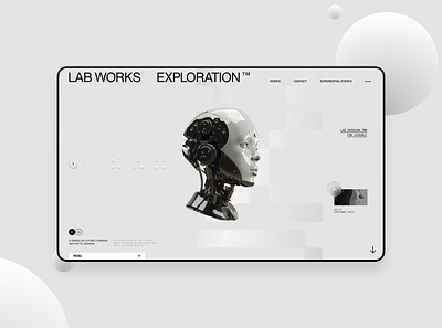 LAB WORKS EXPLORATION (SE) 002 branding clean concept contemporary creative creative direction design freelance future grey lab minimal robotic sci fi ui ui design ui ux user interface website white