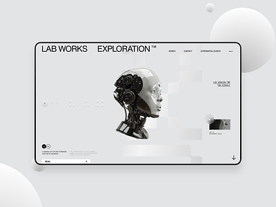 LAB WORKS EXPLORATION (SE) 002 branding clean concept contemporary creative creative direction design freelance future grey lab minimal robotic sci fi ui ui design ui ux user interface website white