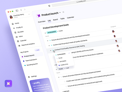 Prodify – User Dashboard Tech AI Design admin dashboard ai assistant ai dashboard ai website core app dashboard customer dashboard dashboard dashboard ui dashboard widgets employee dashboard modern dashboard task dashboard tech ui user dashboard web application design web dashboard web design web design inspiration web design ui web ui