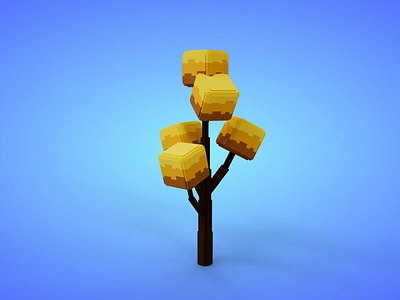 Voxel Tree 5.2 Model - 3D Lowpoly Game Asset 3d model autumn design fantasy game asset lowpoly magicavoxel voxedit voxel art yellow