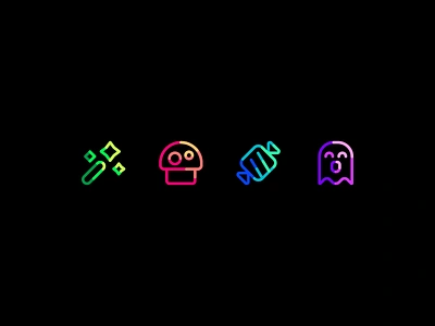 I have candy :) character dark mode flat glowing graphic design halloween icon illustration line art neon party set spooky ui