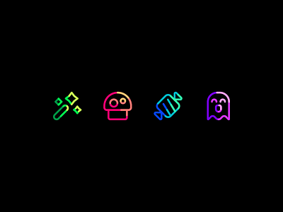 I have candy :) character dark mode flat glowing graphic design halloween icon illustration line art neon party set spooky ui