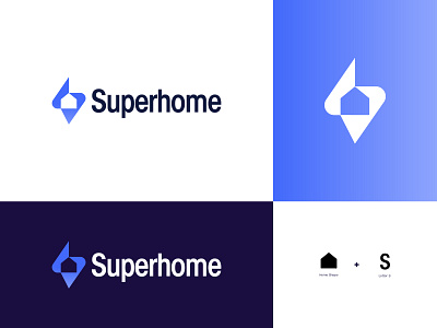 Superhome - Real estate, S letter + home, Brand identity Design brand identity branding building logo construction logo design ecommerce home logo house logo letter logo logo design logos real estate logo real estate startup s letter home logo s logo saas sss