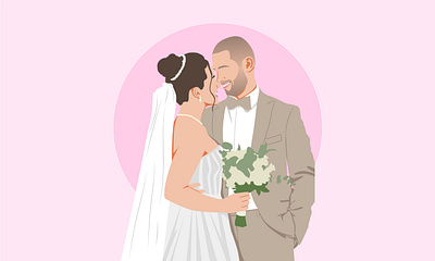 Couple weeding illustration faceless illustration minimalist portrait vector