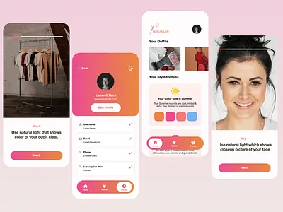 AI Clothing Recommendation App adobe xd figma mobile ui ux