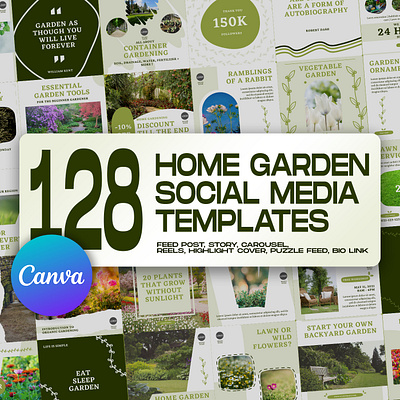 128 Home Garden Social Media Templates canva template garden business gardening graphic design home garden instagram feed instagram post instagram post template instagram stories template instagram update social media banner social media kit social media pack social media templates