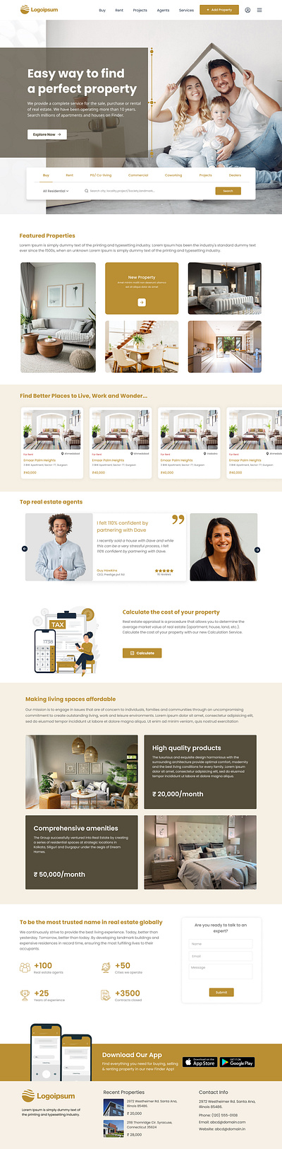 Realestate website UI infermation archicture real estate ui ux design