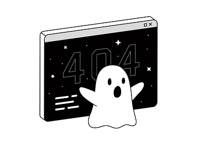 Halloween | Nowadays Nightmare 404 black cute flat friendly ghost graphic design halloween illustration lfun minimal minimalist simple ui ux vector