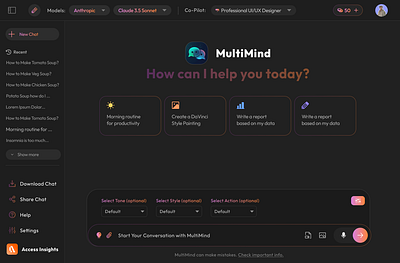 Multi Model Chat AI WebApp UI aiappdesign chatapp ui figma ui uidesign uiux ux webapp design webapp ui