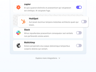 #02 Design Every Day - Integration active apps button card clean design dribbble heading integration listing minimal pinterest product simple software survey toggle ui design