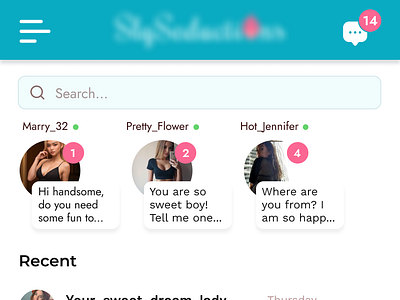 Inbox chat list (Dating app) @flat @mobile dating fun simple ui ux