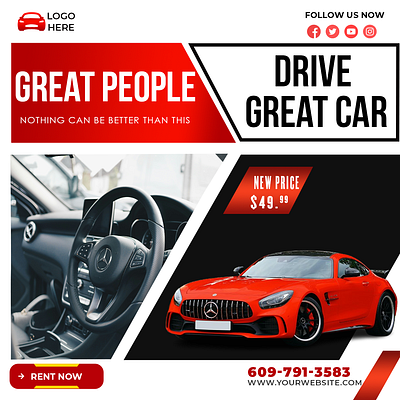 Luxury Car Rental Social Media Ad Design 3d animation branding graphic design logo motion graphics ui