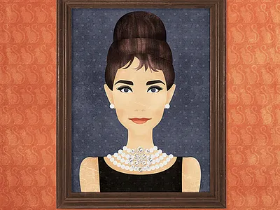 Wall art at Tiffany’s audrey hepburn breakfast at tiffanys character illustration digital illustration portrait