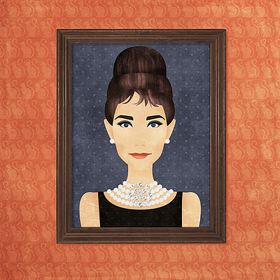 Wall art at Tiffany’s audrey hepburn breakfast at tiffanys character illustration digital illustration portrait