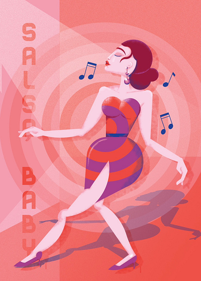 Salsa Baby! dancer digital art geometric illustration music party poster salsa