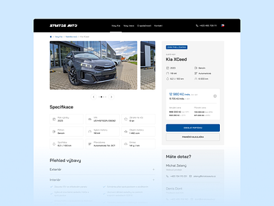 Stratos Auto - Czech Car Dealership black blue car cards design detail figma interface minimal moder price sidebar specifications ui user experience user interface ux web design website white