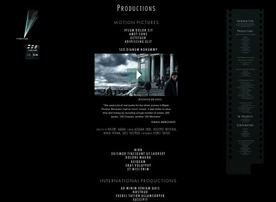 "F for Films", productions, website, 2011 movie productions ue ui website design