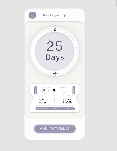 Daily UI #014 - Time to flight countdown adobe xd app design boarding pass countdown timer daily ui 014 daily ui challenge dailyui flight booking graphic design mobile app ui