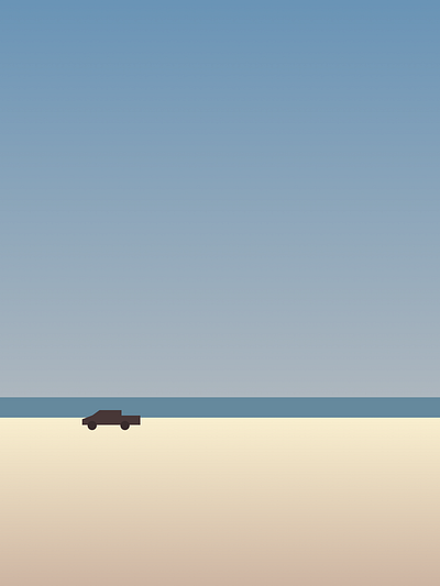 car on the beach abstraction art basic colors illustration minimalism minimalistiga