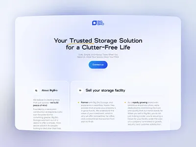 BigBro blue clean gradient light minimal self storage storage ux design