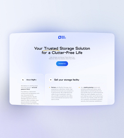 BigBro blue clean gradient light minimal self storage storage ux design