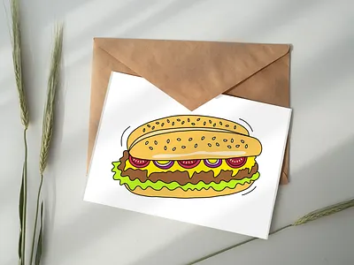 Colourful Cartoon Sandwich with Toppings sandwich toppings