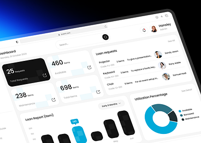 Sivent - JTI Inventory Admin Dashboard admin clean dashboard dashboard admin design items loan loan request ui ux