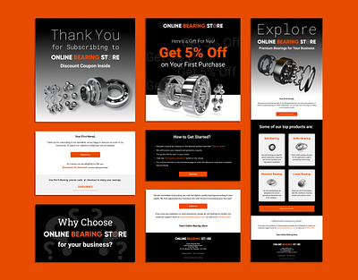 Online Bearing Store: Email Templates for Engagement & Promotion adobe xd bearing email branding design digital product design digital product designer email design email marketing email template email template design figma designer figma ui design figma ui ux figma ui ux designer miro designer photoshop user experience user experience design user interface design user interface designer