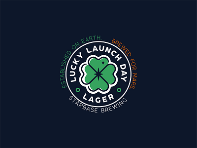 Lucky Launch Day badge brewing craft beer creative earth font graphic design icon set illustration launch letters logo lucky mars nasa space space x starbase travel typo