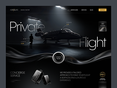 Website for an Airline Сompany ✦ AEROLUXE design interface product service startup ui ux web website