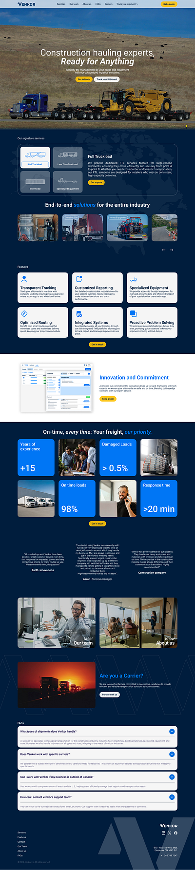 Freight broker landing page branding landing page ui design