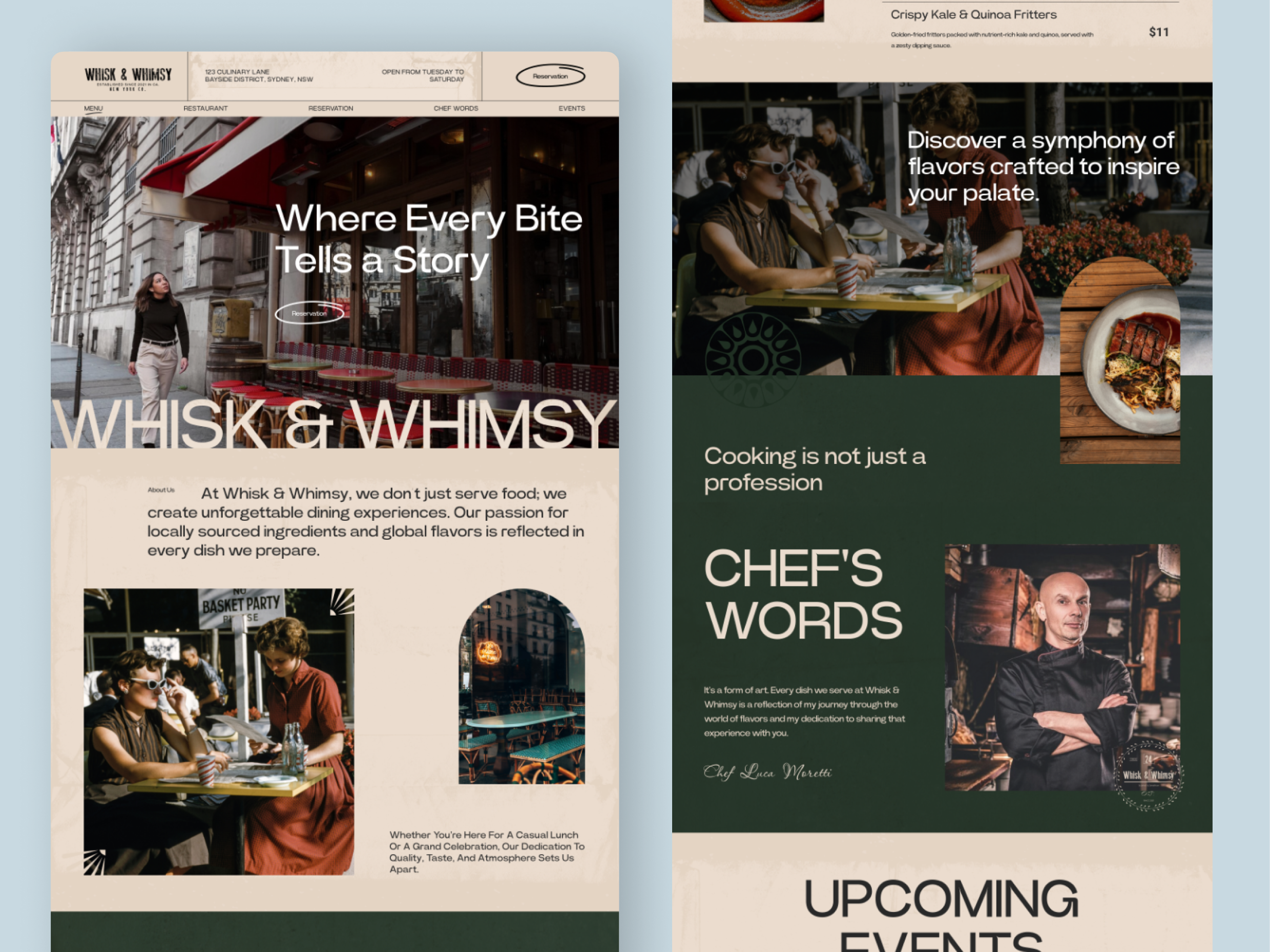 Whisk & Whimsy Restaurant site / 2024 by Farzana Rahman on Dribbble