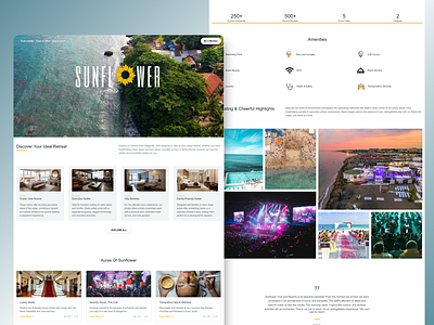 UI/UX | Sunflower Club & Resort animation creative css designer developer graphic design gsap interactive ui uiux ux webdesign webdevelopment